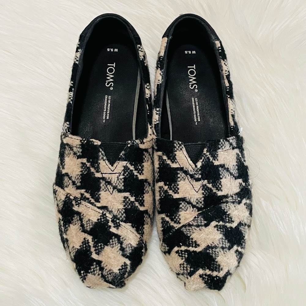 Toms Women Alpargata Houndstooth In Microfiber Grey Size 5.5